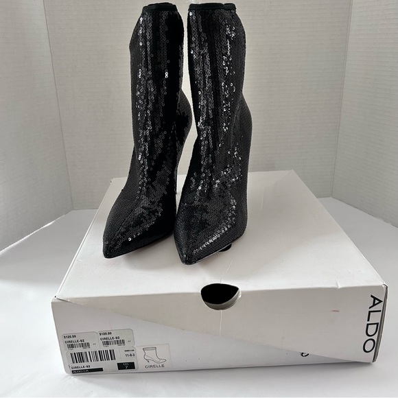 Women's Aldo Cirelle-92 Sequined Black Stretch Stiletto Size 7 - Picture 9 of 17